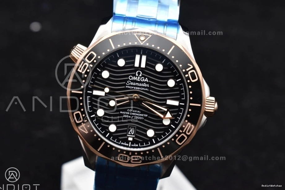 Black Ceramic A SS 300M Edition RG on Seamaster SS Best 1:1 Diver VSF Dial Black TopPick 1084 Bracelet 0117